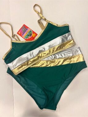 Emme Jordan Swim Metallic Bikini Green